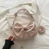 Bolso Pequeño Nuevo y Suave para Mujer con Lazo, Bolso Cruzado Versátil con Cadena Bordada en Perlas, Bolso de Hombro y de Mano