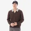 Suéter de punto texturizado con cuello y mangas largas para hombre, adecuado para primavera, otoño e invierno, estilo retro japonés, moderno color-blocking, suéter pullover holgado