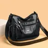 Bolsa Transversal Feminina Bolsa Mãe Genuína Bolsa Feminina 2022 Nova Textura de Couro Macio Bolsa de Ombro Fashion Bolsa Transversal para Meia-idade