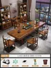 Juego Grande de Mesa de Té y Sillas de Madera Maciza, Una Mesa y Cinco Sillas, Mesa de Té de Estilo Chino Nuevo, Adecuado para Oficina o Uso en Casa, Estación para Preparar Té
