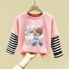 Camiseta Interior de Manga Larga para Niños, Nuevo Estilo Primavera y Otoño, Camiseta Interior de Algodón Puro para Niños, Atuendo de Primavera con Estampado de Dibujos Animados, Camiseta de Capa Interior