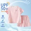 Traje Esportivo de Verão Infantil Secagem Rápida Proteção Solar Manga Curta Shorts Traje UPF50+ Ice-Sense Manga Curta Outdoor