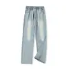 Jeans de seda helada para hombre, estilo recto holgado, pantalones de pierna ancha, nueva colección 2026, adecuados para adolescentes y hombres, pantalones de verano