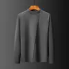 Camiseta de cuello alto medio Derong Otoño e Invierno para Hombre Camiseta Interior de Doble Cara de Terciopelo Cepillado de Manga Larga Caliente Nueva Camiseta Interior para Hombre