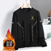 Sudadera de cuello redondo para hombre, nuevo producto de otoño e invierno, corte holgado, forrada de polar, engrosada, de manga larga, tipo pullover, moderna, casual, camiseta básica versátil para hombres a la moda