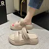 Chinelos de EVA Femininos para Uso Externo Novos com Fundo Grosso Chinelos de Encaixe Praia Antiderrapantes Duas Formas Fundo Macio Sandálias Planas de Tira Dupla para Mulheres