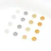 Banho de Ouro 14k Cobre Colorfast Banhado Flor de Seis Pétalas Flor Oca Tampa de Flor Base de Flor Pulseira com Contas Colar Acessórios de Joias DIY C02