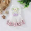 Vestido de Malla Transpirable Ligero con Flores Tridimensionales para Perros Pequeños, Bichón, Teddy, Perros y Gatos - Primavera y Verano