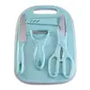 Juego de tabla de cortar para frutas con cuchillos, tabla de cortar para el hogar, cuchillos para frutas, combinación de tabla de cortar de plástico de cocina, regalo