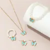 Conjunto de Collar de Perlas Nuevo Transfronterizo, Collar de Mariposa de Aleación con Goteo de Aceite, Colgante de Mariposa, Joyería para Niñas al por Mayor