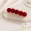 Estilo Época Estampado de Leopardo~Otoño/Invierno 2026 Nuevo Estilo Peine para el Cabello de Felpa Estampado de Leopardo de 7 cm para Mujeres con Mucho Volumen de Cabello
