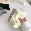 Meias Femininas de Algodão Puro com Bolinhas Meia Cano Médio Feminina Estilo Ins Primavera e Outono Cinza Cacheado Estilo Japonês Moda Bolinhas Meias Empilhadas Sem Costura