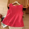 Tiro Real Spot Camisola de Algodón y Lino Verano Chaleco Pequeño Holgado Delgado Interior Lino Sin Mangas Top Mujer Verano