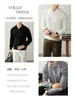 Ropa de punto de alta gama, cálida, suave, de lana modal, con cuello de gaviota, para hombre, estilo retro de trabajo, color liso, tejido cálido, otoño e invierno