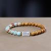 Pulsera de Sándalo con Piedra Shoushan Simple Artística Cuentas de Buda DIY Pulsera para Hombre y Mujer Joyería de Juego Artístico