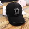 Sombrero Gorra con visera para mujer hecha a mano con diamantes de imitación Gorra de béisbol para mujer estilo coreano nueva moda moda que combina con todo gorra de malla de primavera y verano