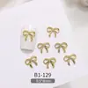 Acessórios para unhas de liga de arco, rede vermelha, dourada, prata, tamanho leve, luxo, oco, borboleta, fita, acessórios para unhas, atacado