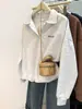 Sudadera de Cuello Polo de Manga Larga para Mujer, Comercio Exterior, Nueva para Primavera y Otoño, Delgada, Holgada, Estilo Coreano, Versátil, Top con Cuello en V, Chaqueta