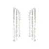 Brincos Geométricos com Franjas e Zircônia Branca Design Brilhante Exquisito de Alto Padrão Único Versátil Moda Gota d'Água Comércio Exterior para Mulheres