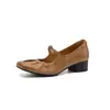 Zapatos Mary Jane Huevo Enrollado de Cuero Suave Arrugado Gigante 2026 Otoño Tacón Grueso Tacón Medio Punta Cuadrada Piel Genuina Correa Única Zapatos para Mujer