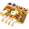 Tabla de Queso de Bambú Plato de Queso para Picnic al Aire Libre Fiesta en Casa Grosor Múltiples Compartimentos Plato de Frutas