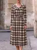 Otoño/Invierno 2026 Ropa Nueva Transfronteriza Europea y Americana para Mujer Estación Independiente de Amazon Vestido Largo a Cuadros Vestido Estampado para Mujer