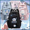 Mochila de Dibujos Animados Anime Tiburón Chica Gawr Gura, para Niños y Niñas, Estudiantes de Primaria y Secundaria, Gran Capacidad, Bolso Escolar Casual