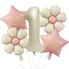 Set de Globos de Cumpleaños Oso de Peluche Mate Transfronterizo Globo de Aluminio Margarita Decoración para Fiesta de Primer Cumpleaños de Bebé