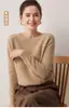 Suéter de Punto Grueso 100% Cachemir Otoño Invierno para Mujer Hombro de Silla Cuello Redondo Capa Base Pulóver de Punto Top Versátil