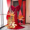 Conjunto de Decoração de Casamento para Parede de Fundo da Cabeceira, Guirlanda de Laço de Veludo Vermelho para o Quarto dos Noivos, Tamanho Grande