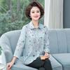 Camisa de Mãe Roupas para Mulheres de Meia-idade e Idosas Moda Casual Nova Primavera e Verão Top Manga Sete Costas Gola Camisa Feminina