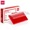 Deli 9863 Almohadilla de tinta de un solo color Almohadilla de tinta de secado rápido Caja transparente redonda Almohadilla de tinta de dos colores rojo y azul Almohadilla de tinta cuadrada