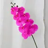 Orquídea Phalaenopsis Artificial Transfronteriza con 9 Cabezas, Flores Mariposa de Película 3D, Ramo de Flores Artificiales, Ramo de Decoración para Pasillo de Boda