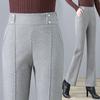 Calças de lã da moda femininas casuais flared outono e inverno drapeando cintura alta micro-puxar micro feminino 2023 New loose