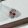 Nuevo Anillo de Calavera Estilo Europeo y Americano de Huajie, Anillo Vintage de Cabeza de Fantasma Agrietada, Anillo Popular Estilo Rock para Hombre