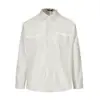 Camisa de Manga Larga a Rayas Sueltas para Hombre Marca de Moda Bordado de Letras Diseño de Bolsillo Camisa con Cuello Primavera Otoño