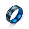 Anillo Dominante de Acero de Titanio para Hombre con Joyería de Transferencia Casual Nueva 2021, Personalizado con Borde Biselado Ranurado Azul Colorido