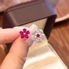 Nuevo Anillo Abierto de Flor Doble Cabeza Diamante Rosa Destello Que No Se Desvanece y Lleno de Diamantes Anillo Dedo Índice Lujo Ligero y Sentido de Gama Alta para Mujeres