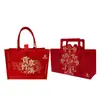 Bolsa de feltro festiva vermelha, sacola de presente para lembrancinhas de casamento, festas de aniversário e sacolas de presente de grande capacidade