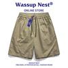 Pantalones cortos de trabajo de marca de moda de verano Wassup para hombre, nuevos pantalones casuales deportivos rectos y sueltos de secado rápido de seda de hielo que combinan con todo.