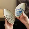 Juego de Dos Piezas de Cuchara para Té y Revendedor de Té con Patrón de Loto en Cerámica de Horno Ru de Yu Huang Fabricado en Fábrica, Bandeja de Té, Herramienta para Té, Accesorio para Ceremonia del Té, Dispensador de Té