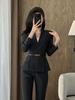 Al por mayor Nuevo Conjunto de Traje Profesional Slim-Fit Gris Sin Cuello para Mujer para Primavera y Otoño Tienda de Joyería Salón de Belleza Tienda de Oro Ropa de Trabajo