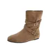2026 Botines de Caña Corta Aumento de Altura Interior Botines Cortos Mujer Cuero Retro Correa Botas Vaqueras Rademe Botas de Moda Otoño Punta Redonda Hebilla