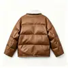 Chaqueta de algodón con cuero PU estilo retro americano para hombre, con cuello de lana de cordero, engrosada para abrigar y corte holgado, extragrande, perfecta para el invierno