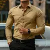 Camisa a cuadros para hombre de Amazon europea y americana transfronteriza, camisa de manga larga elástica en cuatro direcciones para hombre