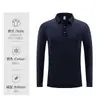 Camisas polo de manga comprida para primavera e outono, camisetas gola polo de cor sólida, roupas com estampa personalizada para cultura corporativa, uniformes de trabalho com logotipo