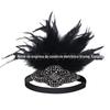 Anos 1920 vintage cocar de penas acessórios de fantasia de Halloween tiara de performance para baile de formatura faixa de cabelo de cristal diamante nupcial