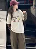 Conjunto de Niña Otoño 2026 Nuevo Estilo: Conjunto de Sudadera y Jeans Falsos de Dos Piezas para Niñas, Conjunto de Dos Piezas Estilo Coreano de Ropa de Trabajo para Estudiantes de Secundaria