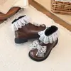 Botas de Cuero Estilo Coreano para Niñas Botines Chelsea de Otoño para Niños Encaje Dibujo Animado Niña Princesa Botines Tobilleros Zapatos para Bebés y Niños Botines Cortos