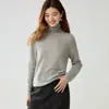 Bai Cai Rong Otoño Invierno Nuevo Suéter de Cachemira para Mujer Dobladillo Enrollado Cuello Alto Tejido Cálido Lujo Ligero Cálido Suave Esponjoso Suéter